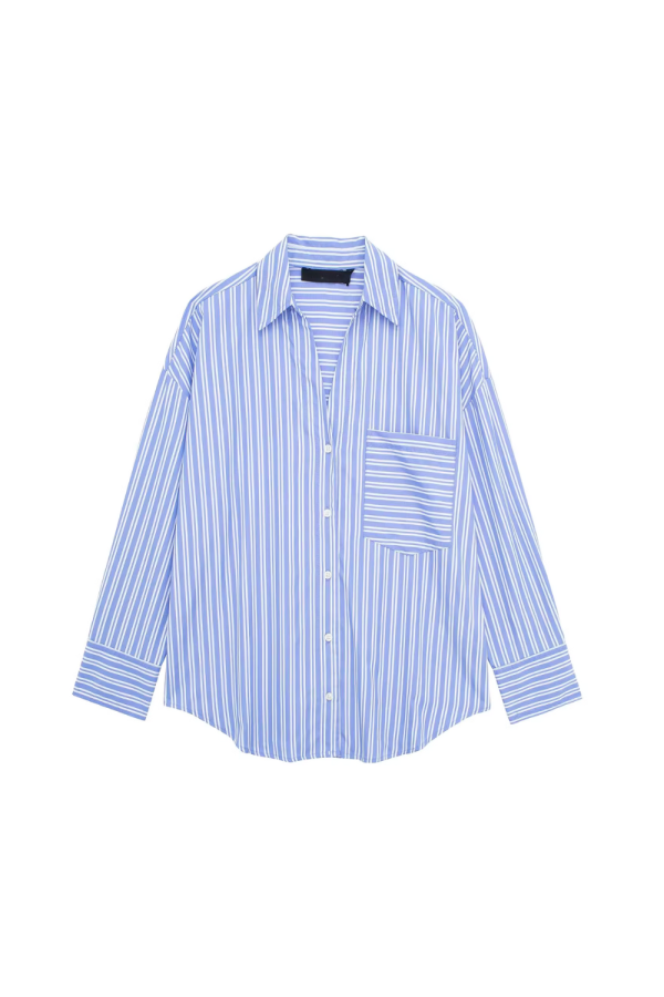 Addison  Striped Loose Long Sleeved Shirt on Sale