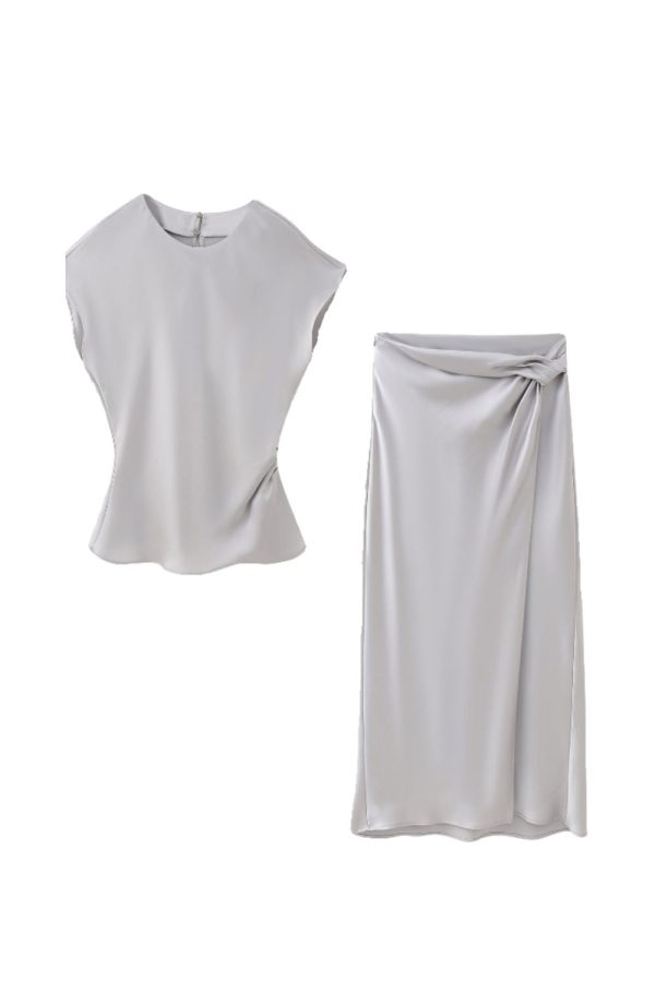 ‘Ariana’ Satin Textured Top & Skirt Set  (Sold Separately) Online Sale