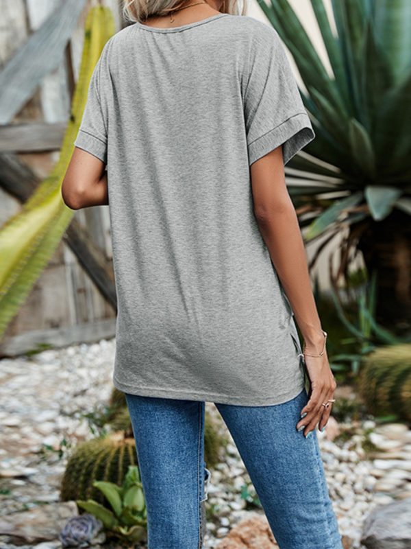 Mina  Relaxed Essential V-neck Knot Top Online Hot Sale - Image 3
