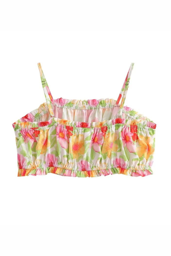 Maria  Floral Sleeveless Cropped Top & High Waist Skirt Set Hot on Sale - Image 4