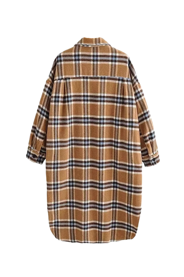 Edith  Collared Wool Long Plaid Coat (2 Colors) Hot on Sale - Image 3