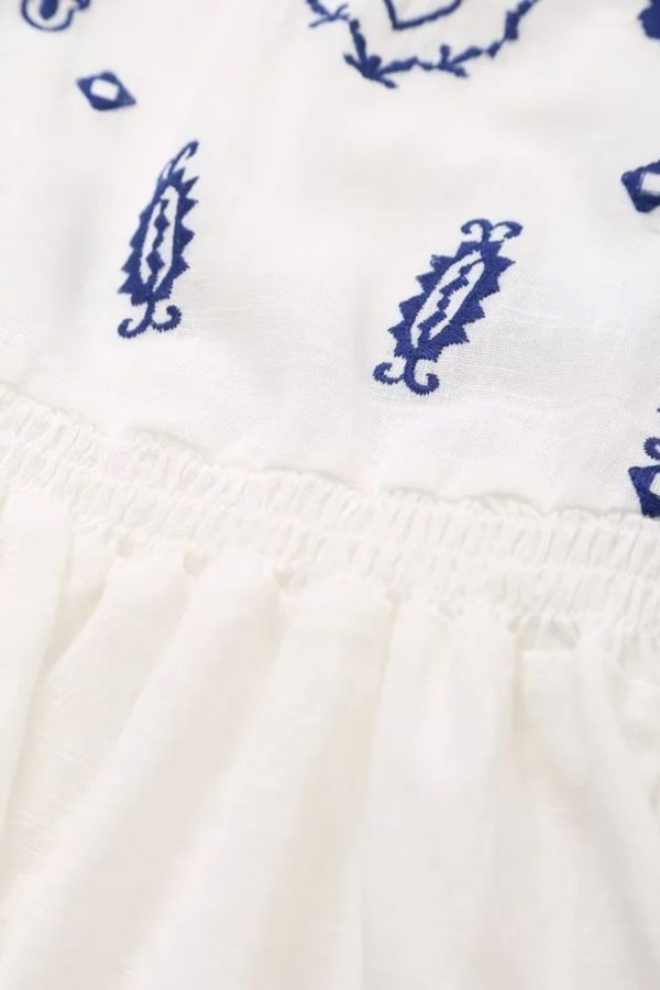 Emily  V-neck Embroidered Casual Shirt Top Fashion - Image 5