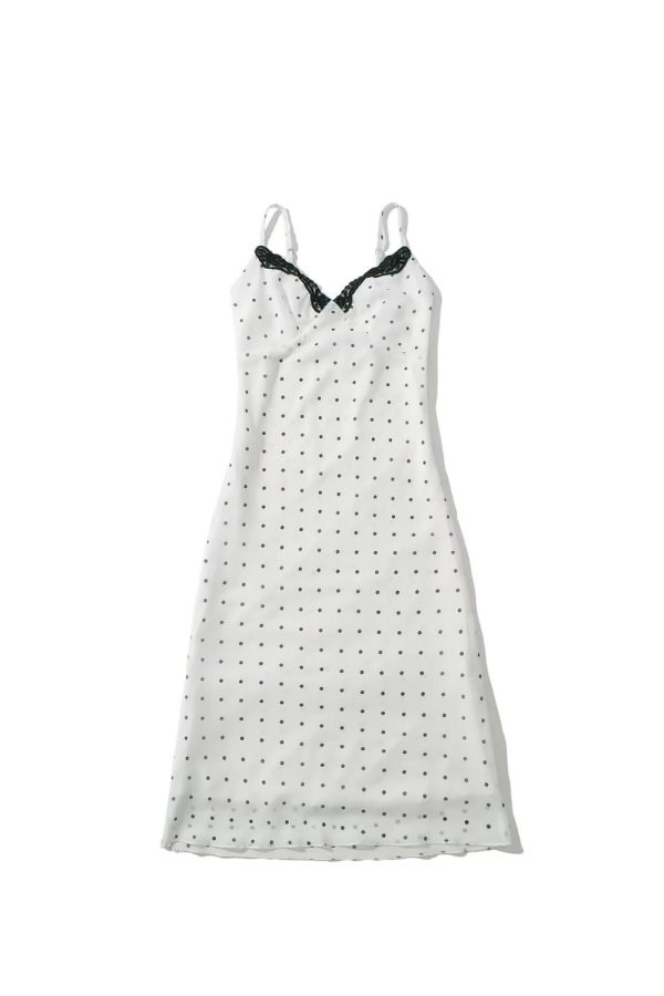 Amelia   Fashionable Casual Simple Polka Dot Lace Halter Maxi Dress Online Sale