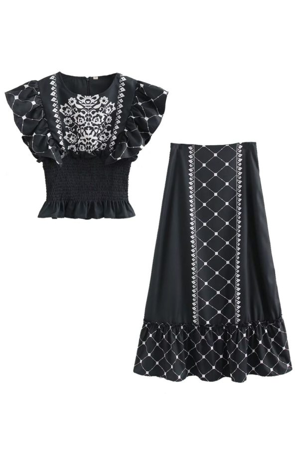 ‘Florence’ Printed  Casual Top & Skirt Set Online - Image 5