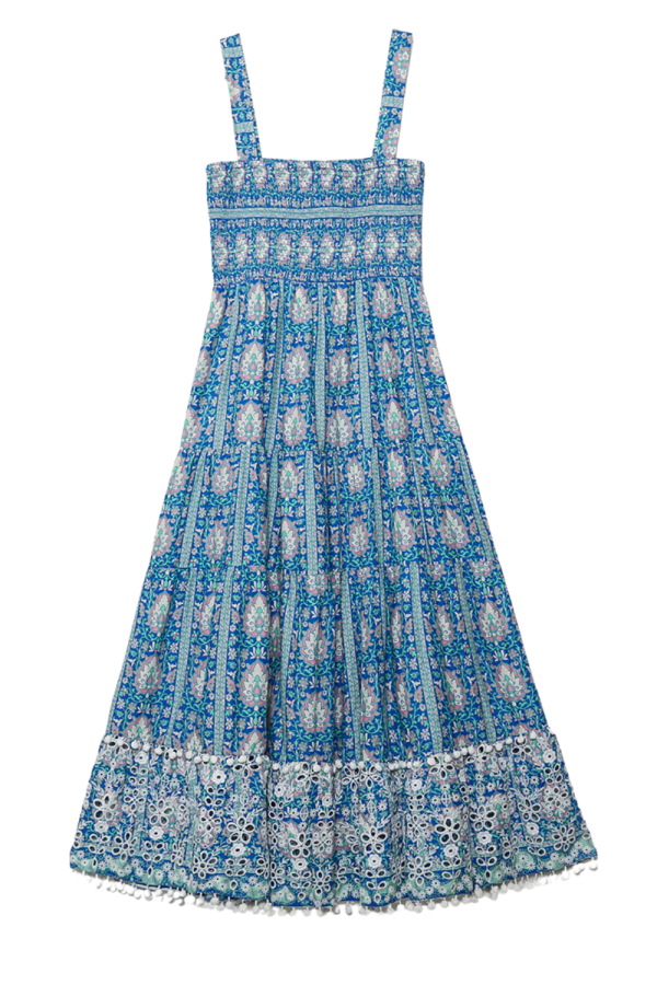 Aria  Smocked Square-Neck Tassel Dress For Sale