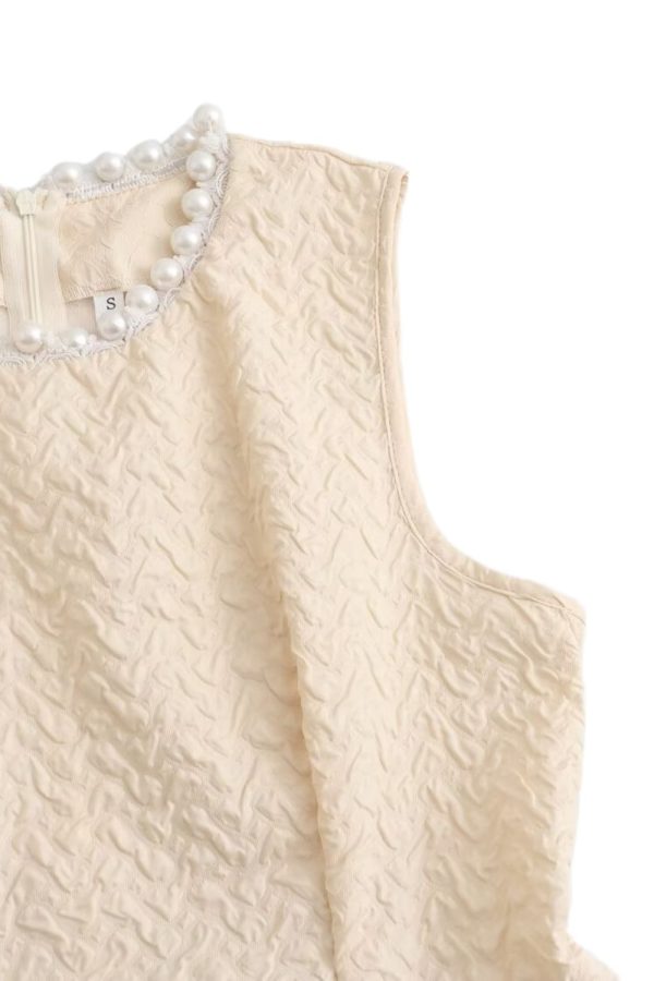 ‘Lily’ Waist-cinched Sleeveless Dress  Pearl Embellishments Online now - Image 5