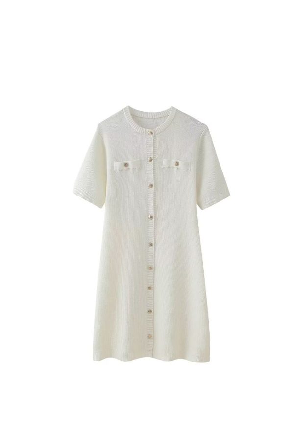 ‘Claire’ Fitted Minimalist Solid Knit Dress Cheap