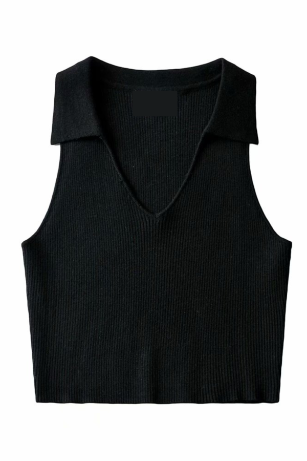 Ava  Sleeveless Collared Knit Top (4 Colors) Supply - Image 4