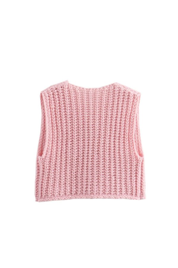 Adelina  Stylish Chunky Ribbed Knit Vest Online Hot Sale - Image 3