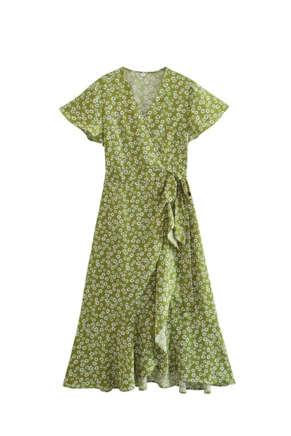Olivia   Sexy Printed Cross Wrap Bodycon Dress Online Hot Sale