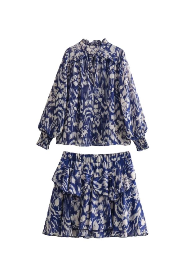 Audrey  Layered Flora Blouse & Skirt Set on Sale