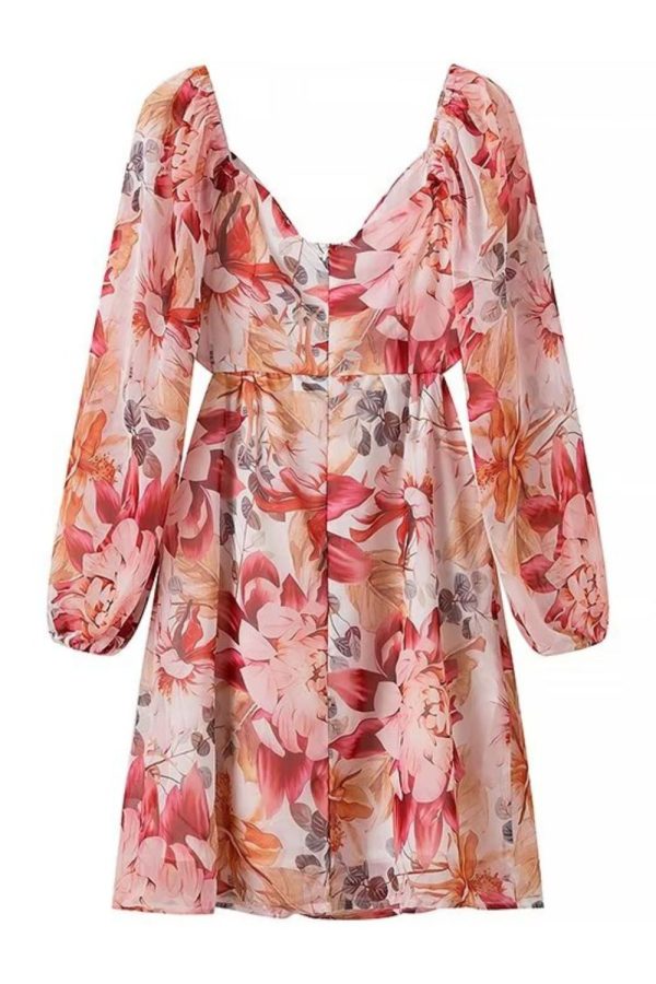 ‘Maisie’ V-neck Chiffon Printed Low Waist Dress Discount - Image 2