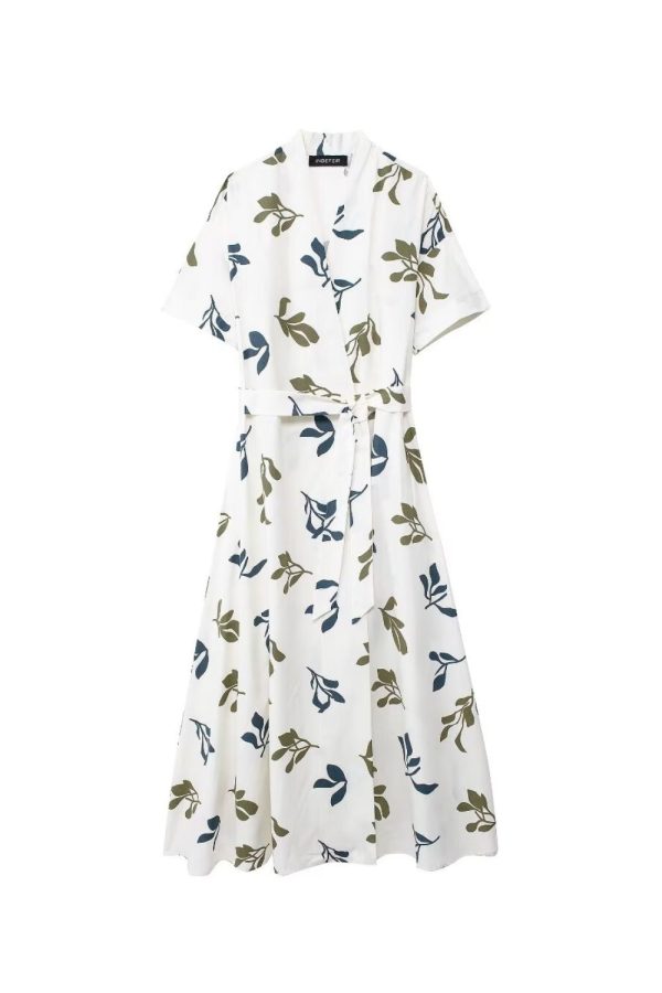 ‘Lily’ Simple Printed V-neck Dress Cheap