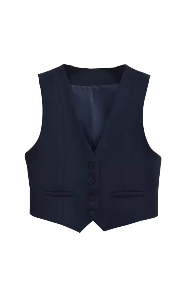 Fiona  Button-down Basic Short Vest (2 Colors) Cheap - Image 2