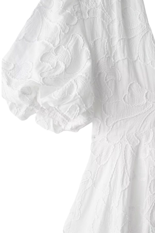 ‘Lily’  V-neck Simple Embroidered Flared Dress For Cheap - Image 5