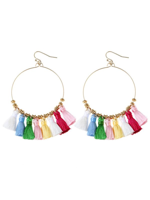 Angelina  Boho Tassel Hoop Earrings (5 Colors) Online Hot Sale - Image 2