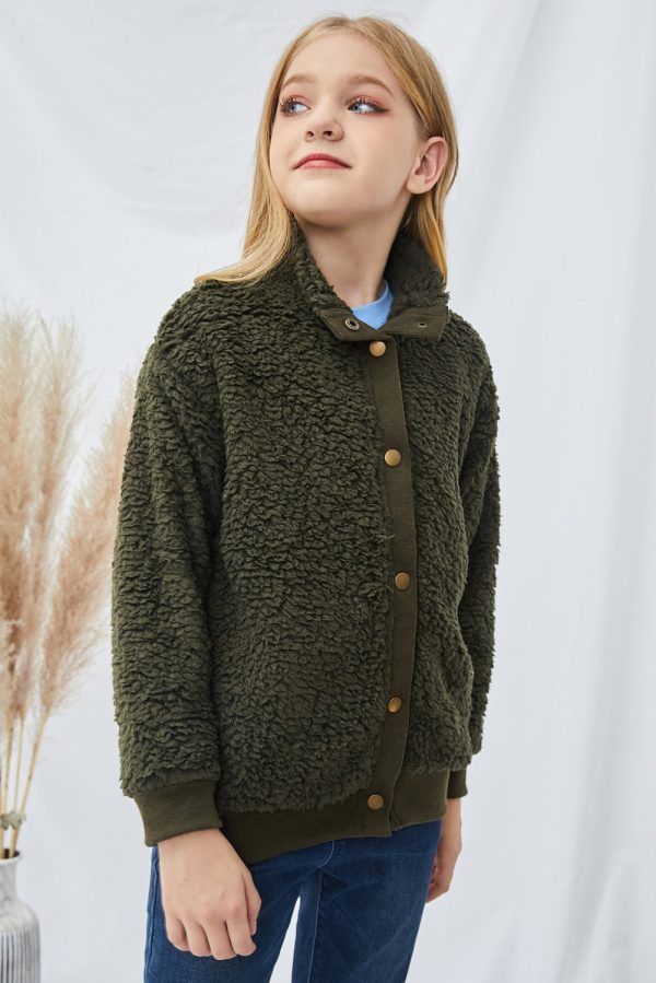 Gracelynn  Girls Snap Front Teddy Jacket (3 Colors) Online Sale - Image 5