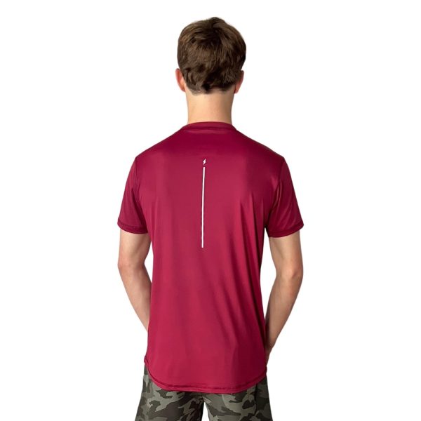 BRUCE BOLT Short Sleeve Performance T-Shirt with Reflective Bolt - MAROON on Sale - Image 5