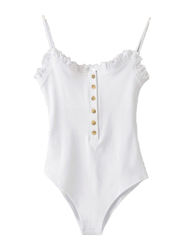 Kacie  Ruffled Button Front Bodysuit (4 Colors) For Sale - Image 2