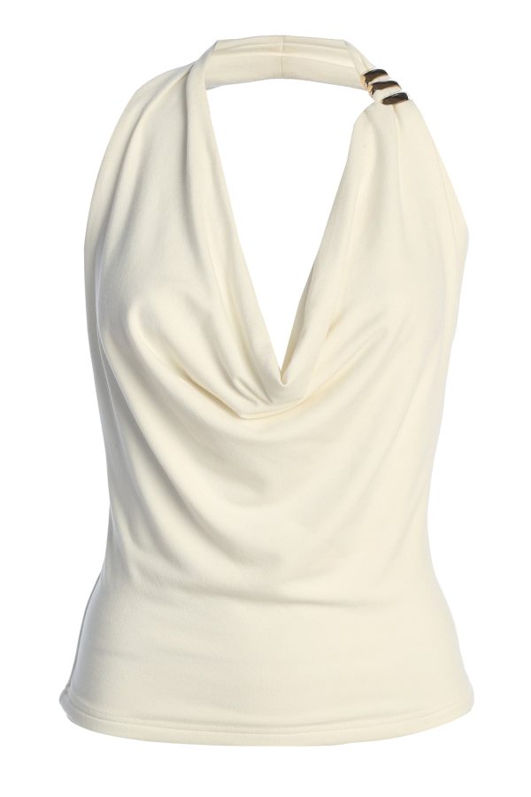 White Embellished Halter Top Sale