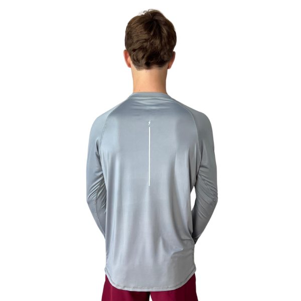 BRUCE BOLT Long Sleeve Performance T-Shirt with Reflective Bolt - GREY Cheap - Image 2
