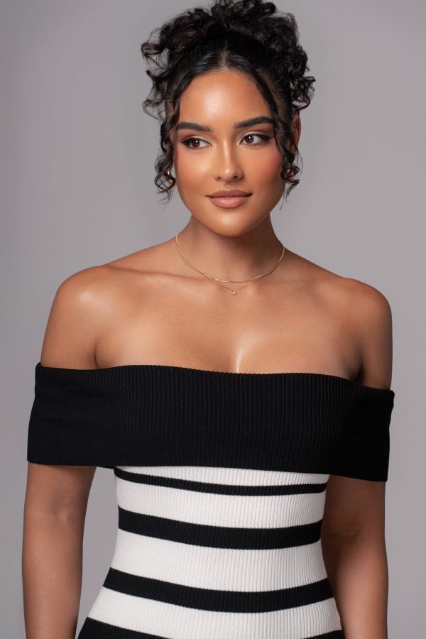 Black Ivory Striped Custom  Maxi Dress For Sale - Image 4