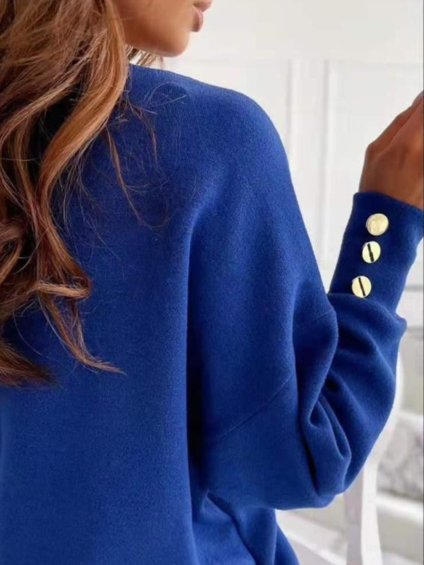 Abbey  V-neck Buttoned Batwing Sleeve Top (4 Colors) Online Hot Sale - Image 4