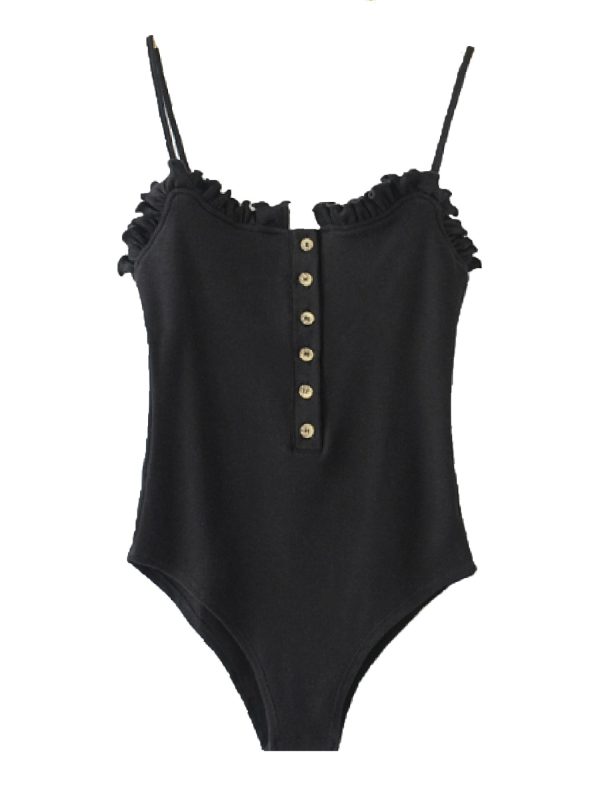 Kacie  Ruffled Button Front Bodysuit (4 Colors) For Sale - Image 3