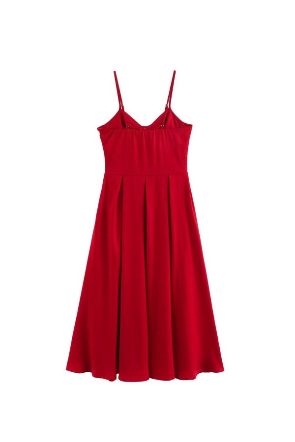 ‘Rosie’  Waist Cinched Pleated Strap MIdi Dress Discount - Image 2