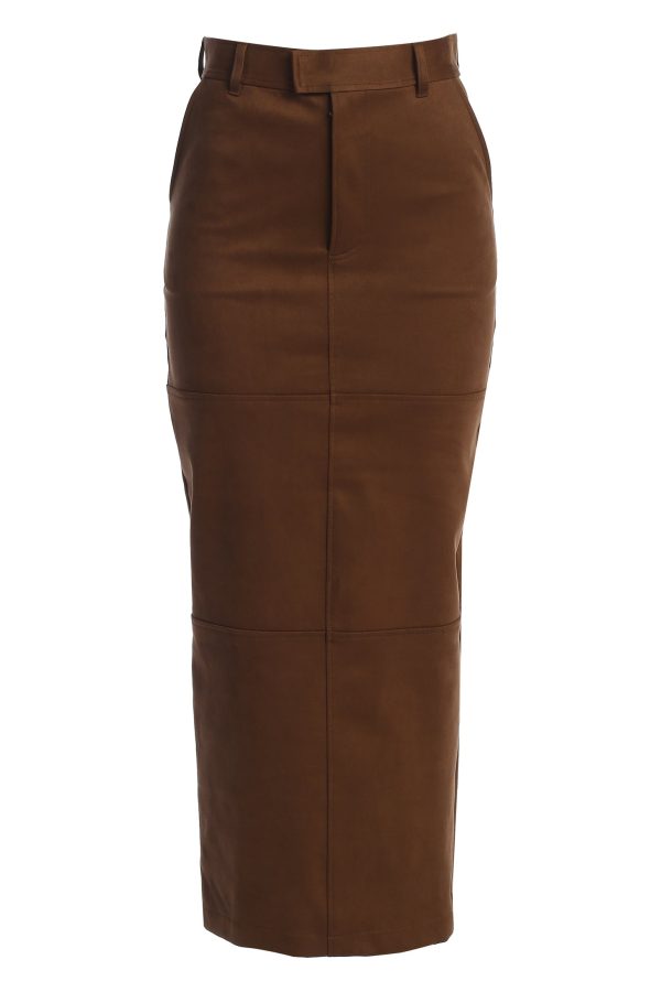 Chocolate Joy Suede Maxi Skirt Hot on Sale - Image 2
