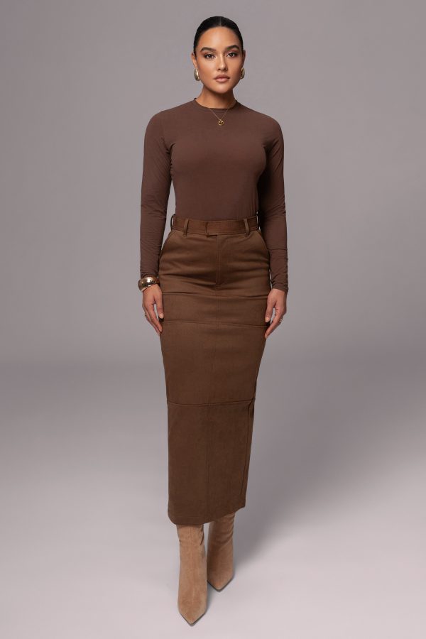 Chocolate Joy Suede Maxi Skirt Hot on Sale - Image 5