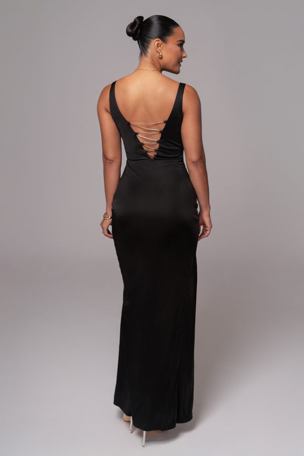 Black Cowl Neck Chain Dress Online - Image 4