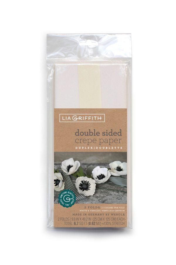 Lia Griffith Extra Fine Crepe Paper - Double Sided 2 Count - White & Vanilla + Vanilla & Chiffon Sale