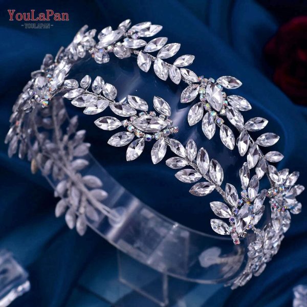 YouLaPan HP450 Bridal Crown Silver Wedding Tiara Rhinestone Bride Headband Shiny Pageant Crown Women Hair Jewelry Accessories For Sale - Image 5