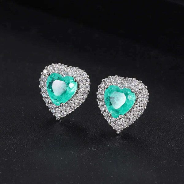 Luxury 925 Sterling Silver Paraiba Heart Necklace Earrings Ring for Women Girl Wedding Dinner Party Jewelry Set Anniversary Gift Sale - Image 5
